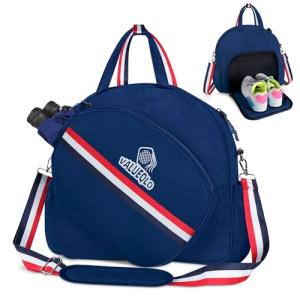 VALUEQLO Tennis Bag for Women with Shoe Compartment & Dry Wet Pocket, Gym Tote Bag Holds 2-3 Pickleball Paddles, Water Resistant Adjustable Strap Sports Bag Duffle Bag for Tennis, Pickleball, Travel