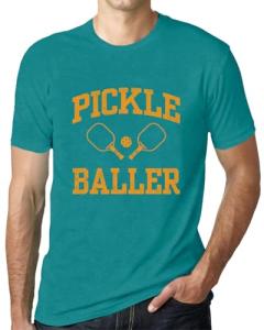 TIEEI Pickleball Shirts for Men Pickleball Player Themed T-Shirt Paddleball Lover Tee Tops Cyan