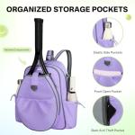 JKAOO Tennis Bags for Women, Waterproof Tennis Sling Crossbody Shoulder Backpack Holds 2 Rackets, Tennis Racket Bag for Pickleball Badminton (Purple)