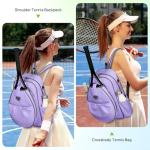 JKAOO Tennis Bags for Women, Waterproof Tennis Sling Crossbody Shoulder Backpack Holds 2 Rackets, Tennis Racket Bag for Pickleball Badminton (Purple)