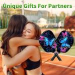 RWUTYTIUL Blue Red Butterfly Pickle Ball Paddle Cover, Neoprene Pickleball Paddle Sleeve with Zippered Racket, Universal Paddle Storage Bag Size 8.66" x 11.4", Pickleball Paddle Case for Women Men