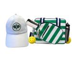 Lola Pickleball Tote Green White- Designer Series Pickleball Bag for Women and White Cap for Women – Lightweight, Moisture-Wicking, Adjustable Hat with Embroidered Design