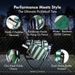 Lola Pickleball Tote Green White- Designer Series Pickleball Bag for Women and White Cap for Women – Lightweight, Moisture-Wicking, Adjustable Hat with Embroidered Design