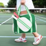 Amoswiz Pickleball Bags for Women, Green Pickle Ball Bag Tote, Neoprene Crossbody Pickleball Sling Bag Outfits for Women Extra Large