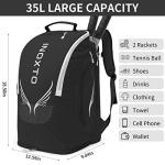 INOXTO 40L Tennis Bags for Women and Men Large Tennis Backpack Can Hold 2 Tennis Rackets, Waterproof and Breathable Pickleball Bag With Independent Shoe Storage for Badminton Camping (Black)