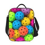 JKASDTRP Pickleball Balls Colors Pattern Large Insulated Lunch Bag Reusable Leakproof Lunch Box Cooler Tote Bag With Adjustable Shoulder Strap Food Carrier For For Women Men Work Travel Picnic