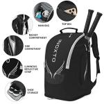 INOXTO 40L Tennis Bags for Women and Men Large Tennis Backpack Can Hold 2 Tennis Rackets, Waterproof and Breathable Pickleball Bag With Independent Shoe Storage for Badminton Camping (Black)