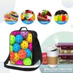 JKASDTRP Pickleball Balls Colors Pattern Large Insulated Lunch Bag Reusable Leakproof Lunch Box Cooler Tote Bag With Adjustable Shoulder Strap Food Carrier For For Women Men Work Travel Picnic
