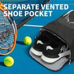 INOXTO 40L Tennis Bags for Women and Men Large Tennis Backpack Can Hold 2 Tennis Rackets, Waterproof and Breathable Pickleball Bag With Independent Shoe Storage for Badminton Camping (Black)