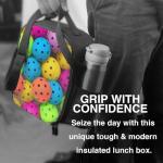 JKASDTRP Pickleball Balls Colors Pattern Large Insulated Lunch Bag Reusable Leakproof Lunch Box Cooler Tote Bag With Adjustable Shoulder Strap Food Carrier For For Women Men Work Travel Picnic