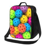 JKASDTRP Pickleball Balls Colors Pattern Large Insulated Lunch Bag Reusable Leakproof Lunch Box Cooler Tote Bag With Adjustable Shoulder Strap Food Carrier For For Women Men Work Travel Picnic