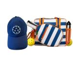 Lola Pickleball Tote Navy Stripes - Designer Series Pickleball Bag for Women and Navy Cap for Women – Lightweight, Moisture-Wicking, Adjustable Hat with Embroidered Design