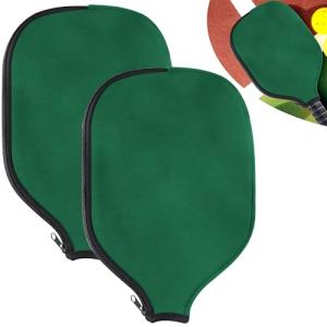 AEXHOT 2 PCS Pickleball Paddle Covers, Durable Neoprene Paddle Cover Universal 8.26 x 11.8Inch Zippered Universal Racket Sleeve Paddle Storage Bag, Fits USAPA Standard Pickleball Racquets (Green)
