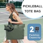 VASCHY Pickleball Tote Bags For Women With Fence Hook, Pickleball Paddle Holder Case Quilted Puffer Work/Gym/Sports Tote for 2 Rackets with Crossbody Strap Green