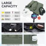 VASCHY Pickleball Tote Bags For Women With Fence Hook, Pickleball Paddle Holder Case Quilted Puffer Work/Gym/Sports Tote for 2 Rackets with Crossbody Strap Green