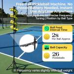 Posboll Pickleball Machine Ball Launcher&Dropping Machine,Portable Battery-Free Pickleball Trainer, 26-Ball Large Capacity,Adjustable Height,Perfect Solo Training adis for Beginners&Pros