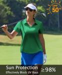 PINSPARK Golf Shirts for Women V Neck Tennis Tops SPF 50+ Polo Shirt Short Sleeve Pickleball T-Shirt Lightweight Activewear, Green XL