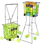 ShelfElites Portable Tennis Ball Hopper & Pickleball Basket - 75 Balls Capacity, Durable Steel Frame with Easy-Grip Handle, Multi-Sport Ball Collector for Training & Practice (Black)