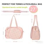 YEEGO DIRECT Tennis Bag for Women, Multi-Functional Tote & Sling Bag with Shoe Compartment & Wet Pocket, Fits 2 Rackets (27"), Pickleball Paddles, Large Capacity Duffle Bag for Gym Work Travel (Pink)