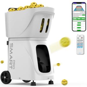 PUSUN PP-Smart Pro Pickleball Machine - Professional Auto Ball Server with APP Control, 20 Landing Points & Dink Training, Smart Pickleball Launcher with Multi-Angle System (4-6H Runtime) (White)