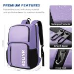 SDLINR Pickleball Bag Fits 4 to 10 Paddles, Large Pickleball Backpack with Shoe Compartment and Fence Hook, Pickle ball Gifts for Men Women (Purple)