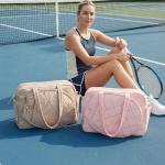 YEEGO DIRECT Tennis Bag for Women, Multi-Functional Tote & Sling Bag with Shoe Compartment & Wet Pocket, Fits 2 Rackets (27"), Pickleball Paddles, Large Capacity Duffle Bag for Gym Work Travel (Pink)