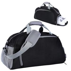 Maymooner Pickleball Gym Bag for Women Men,Waterproof Small Sport Duffel Bag with Shoes Compartment and Wet Pocket for Travel Yoga Basketball Tennis,Black