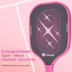 Toovem Max T2 Pink Pickleball Paddles for Women – T300 Carbon Fiber Lightweight Racket, Cute Design, Comfort Grip, Large Sweet Spot, Bag & 4 Pink Balls – Perfect Pickleball Gifts for Women