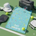 CourtKit Pickleball Cooling Sweat Towel with Bag Clip | Funny Gear Accessory Gifts for Men Women (Martini Glass)