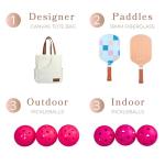 Premium Pickleball Set | Designer Canvas Tote Bag, 2 Textured Fiberglass Pickleball Paddles, 6 Outdoor Pickleballs | Pickle Ball Rackets 2 Pack | Lightweight & USA Pickleball Quality