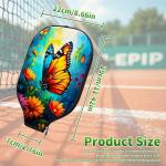 RWUTYTIUL Butterfly Blue Sky Pickle Ball Paddle Cover, Neoprene Pickleball Paddle Sleeve with Zippered Racket, Universal Paddle Storage Bag Size 8.66" x 11.4", Pickleball Paddle Case for Women Men