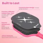 Toovem Max T2 Pink Pickleball Paddles for Women – T300 Carbon Fiber Lightweight Racket, Cute Design, Comfort Grip, Large Sweet Spot, Bag & 4 Pink Balls – Perfect Pickleball Gifts for Women
