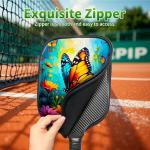 RWUTYTIUL Butterfly Blue Sky Pickle Ball Paddle Cover, Neoprene Pickleball Paddle Sleeve with Zippered Racket, Universal Paddle Storage Bag Size 8.66" x 11.4", Pickleball Paddle Case for Women Men