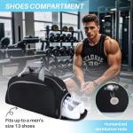 Maymooner Pickleball Gym Bag for Women Men,Waterproof Small Sport Duffel Bag with Shoes Compartment and Wet Pocket for Travel Yoga Basketball Tennis,Black