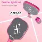 Toovem Max T2 Pink Pickleball Paddles for Women – T300 Carbon Fiber Lightweight Racket, Cute Design, Comfort Grip, Large Sweet Spot, Bag & 4 Pink Balls – Perfect Pickleball Gifts for Women