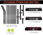 Portable Pickleball Net, Regulation Size 22FT and 11FT Half Court 2-in-1 Pickle Ball Net with 2 Pickleballs and Carry Bag for Driveway, Backyard, Street, Weather Resistance Steady Steel Frame