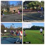 Portable Pickleball Net, Regulation Size 22FT and 11FT Half Court 2-in-1 Pickle Ball Net with 2 Pickleballs and Carry Bag for Driveway, Backyard, Street, Weather Resistance Steady Steel Frame