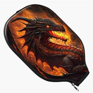 RWUTYTIUL Flame Dragon Pickle Ball Paddle Cover, Neoprene Pickleball Paddle Sleeve with Zippered Racket, Universal Paddle Storage Bag Size 8.66" x 11.4", Pickleball Paddle Case for Women Men