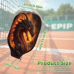 RWUTYTIUL Flame Dragon Pickle Ball Paddle Cover, Neoprene Pickleball Paddle Sleeve with Zippered Racket, Universal Paddle Storage Bag Size 8.66" x 11.4", Pickleball Paddle Case for Women Men