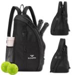RefindWin Pickleball Bag for Women Men Pickle Ball Backpack,Adjustable Sling Bag/Backpack for Tennis & Pickleball Black