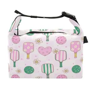 susiyo Lunch Bag for Women Men Pink Pickleball Insulated Lunch Tote Bag with Adjustable Strap 7L Reusable Leakproof Lunch Box Lightweight Cooler Bag for Work Picnic or Travel