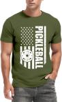 Qskall Pickleball Shirts for Men American Flag T-Shirt Paddleball Lover Tee 4th of July Tops