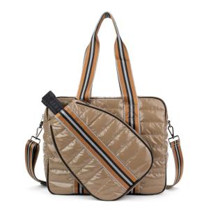 Babs + Birdie The Bennett Pickleball Puffer Duffel Sport Bag – Lightweight Pickleball Bag for Men & Women with Paddle Compartment and Large Storage (Tan)