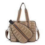 Babs + Birdie The Bennett Pickleball Puffer Duffel Sport Bag – Lightweight Pickleball Bag for Men & Women with Paddle Compartment and Large Storage (Tan)