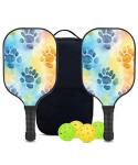 KUAVETO Pickleball Paddles Set, All The DIY Fun You can Have with Designer cat-Art cc114 Pattern Custom Made Honeycomb Polymer Core- Includes 2 Paddles, 4 Balls, and a Carry Bag