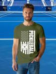 Qskall Pickleball Shirts for Men American Flag T-Shirt Paddleball Lover Tee 4th of July Tops