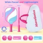 AboveGenius Pink Pickleball Paddles Set of 2,USAPA Standard Fiberglass Pickle ball Set with 2 Cute Lightweight Pickleball Rackets,2 Indoor&2 Outdoor Balls,1 Carrying Bag,Sport Gift for Women, Beginner
