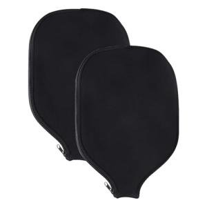 GRSECPO 2 PCS Pickleball Paddle Covers,Neoprene Universal 8.26 x 11.8Inch Zippered Racket Sleeve Storage Bag, Fits Standard Pickleball Racquets (black)