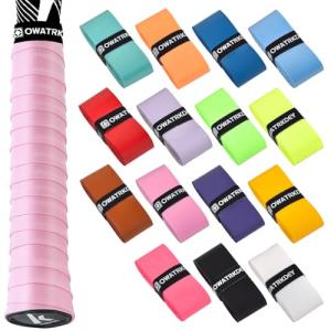 15 Pack Tennis Racket Grip Tape, Precut PU Anti-Slip Tennis Racquet Grip Tape with Dry Feel, Sweat Absorption, Comfortable Handle Overgrip Grip Wrap for Tennis/Badminton/Pickleball (Multi Color)