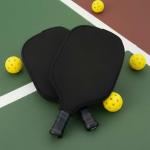 GRSECPO 2 PCS Pickleball Paddle Covers,Neoprene Universal 8.26 x 11.8Inch Zippered Racket Sleeve Storage Bag, Fits Standard Pickleball Racquets (black)